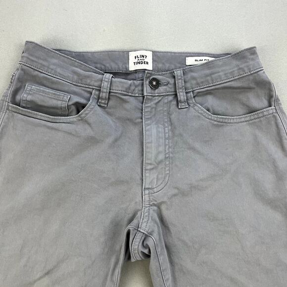Flint And Tinder Pants Mens 28x30 Gray Chino Slim Fit Straight Leg Casual Cotton - Picture 2 of 12